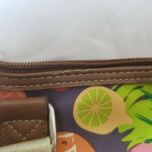 Lily Bloom Crossbody Bag Purse Tropical Fruit Multicolor Vegan Leather Trim - Picture 11 of 11